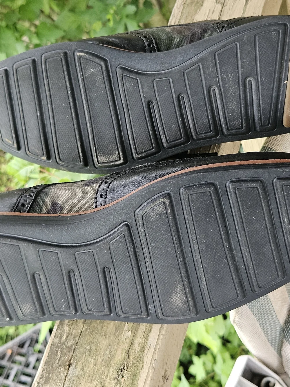 Cole Haan Black Leather & Green Camouflage Wingtip Derby